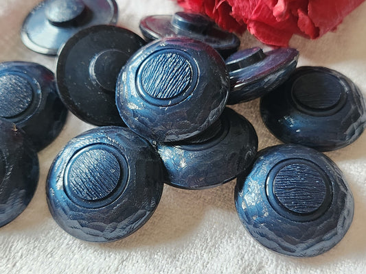 Lot 6 gros boutons vintage à pied  bleu lumineux 2,5 cm ref 2734