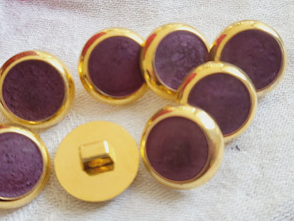 Lot 8 boutons vintage année 80/90 violet  doré acrylique 1,5 cm pied ref 5094