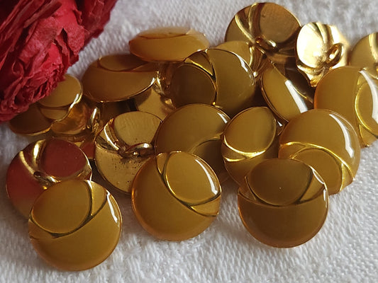 Lot 9 petits boutons en métal marron ocre deux tons 1,2 cm ref 6040