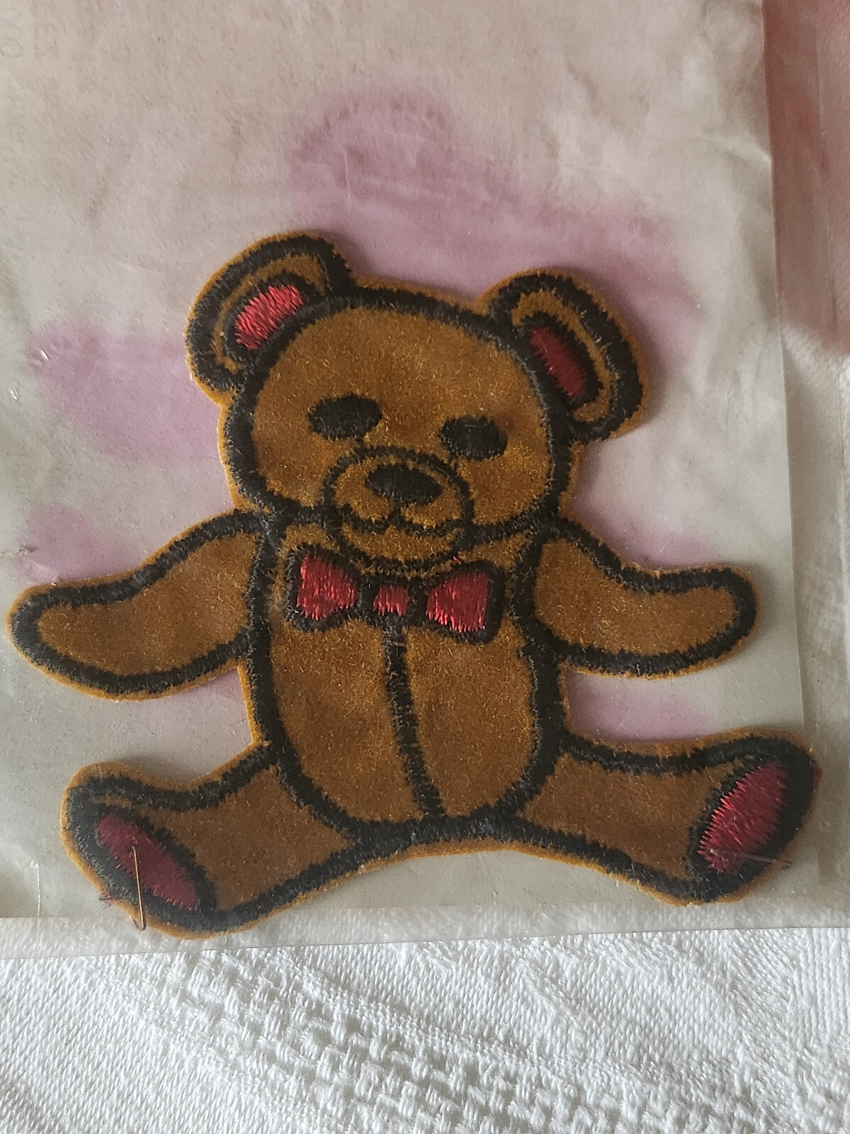 Ancien patch vintage thermocollant ourson broderie customisation T14