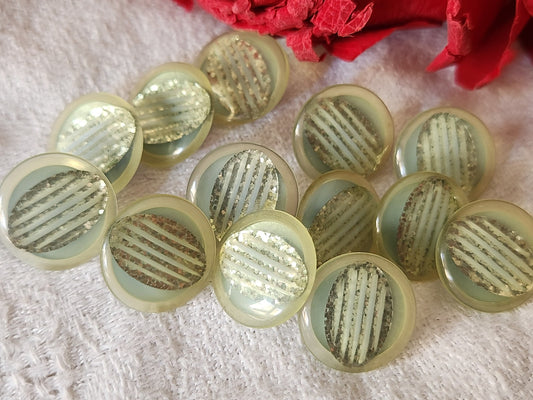 Lot 12 boutons vintage bleu paillette à pied 1,5 cm superbe ref 2914