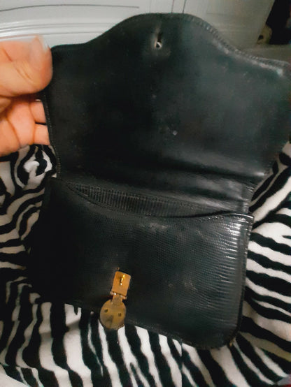 Ancien sac en main noir motif alveole  retro vintage