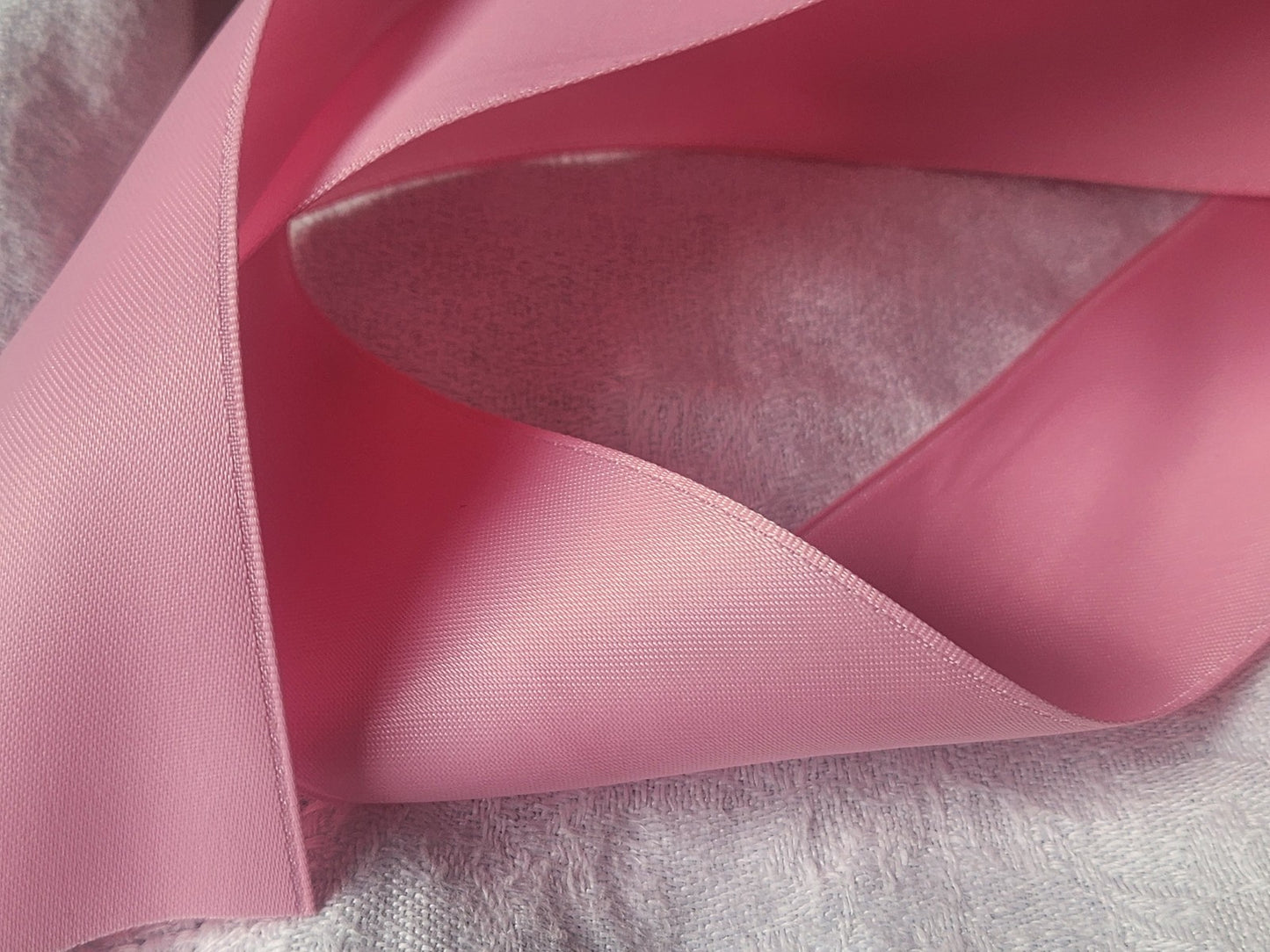 Ruban large ancien nylon rose épais  3 mètres sur 3,8 cm modiste mercerie B5 n°6