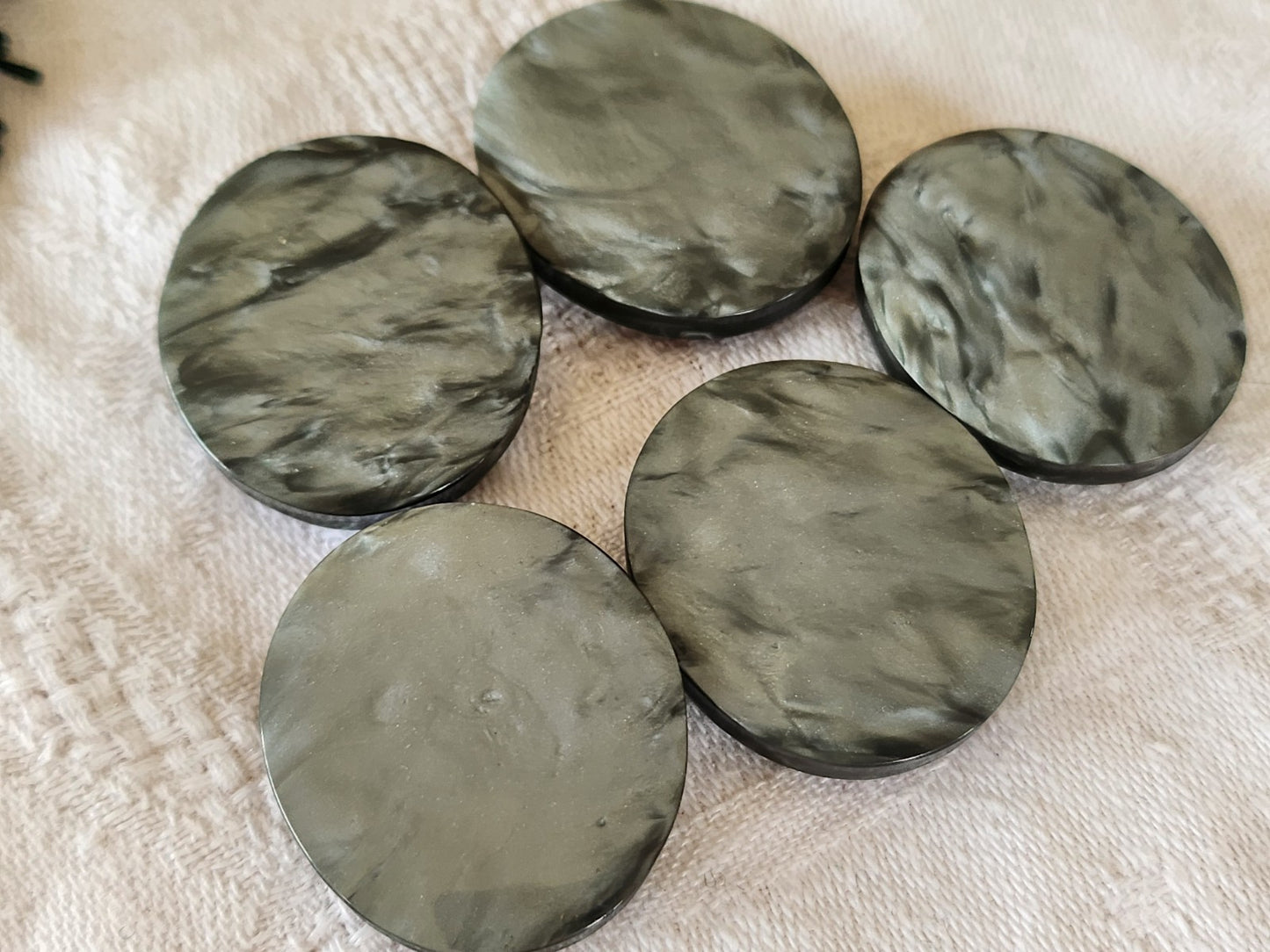 lot 5 gros boutons vintage gris marbré ovale pied 3 cm sur 2,5 cm ref 5988