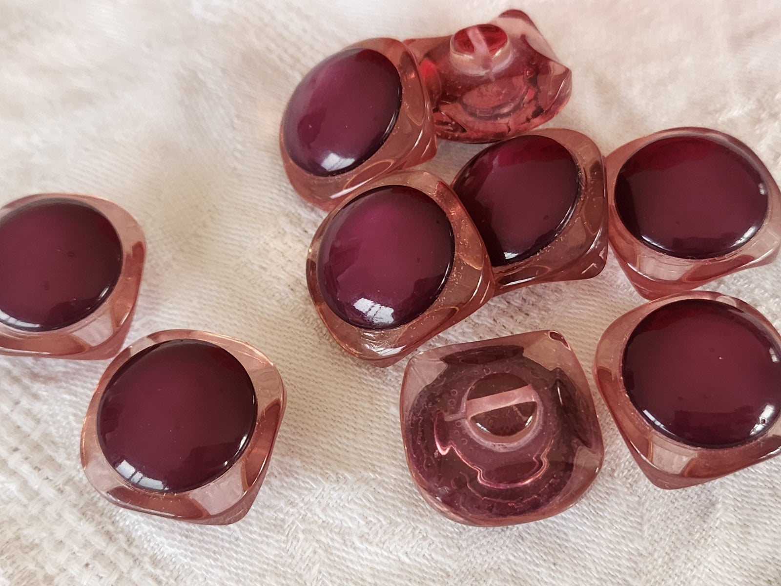 Lot 6 gros boutons vintage superbe violet pied 2,3 cm ou 23 mm ref 6436