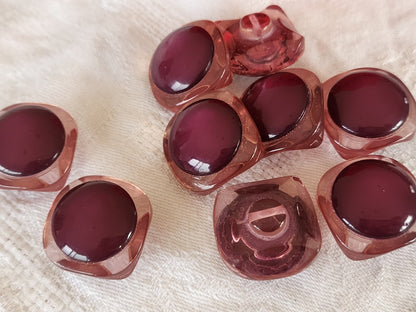 Lot 6 gros boutons vintage superbe violet pied 2,3 cm ou 23 mm ref 6436