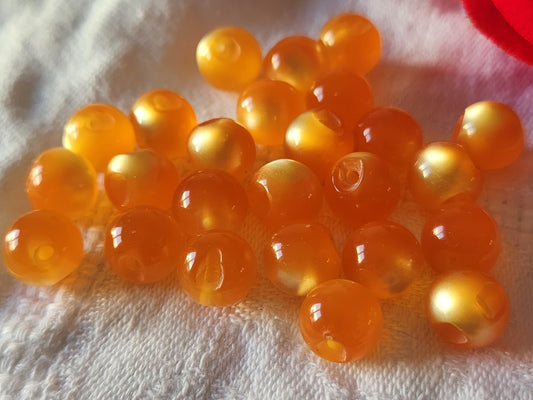 Lot 16 boutons vintage boule lumineux orange mini 0,9 cm ref 6145