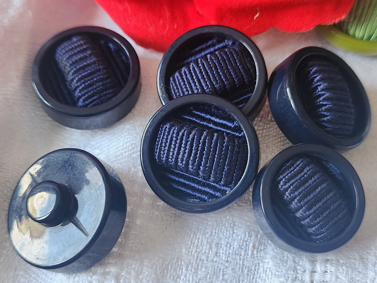lot 6 boutons anciens vintage passementerie bleu pied 2,3 cm ref  3868 **