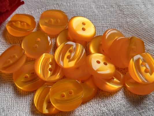 Lot 19 petits boutons vintage orange lumineux  1,3 cm ref 5723