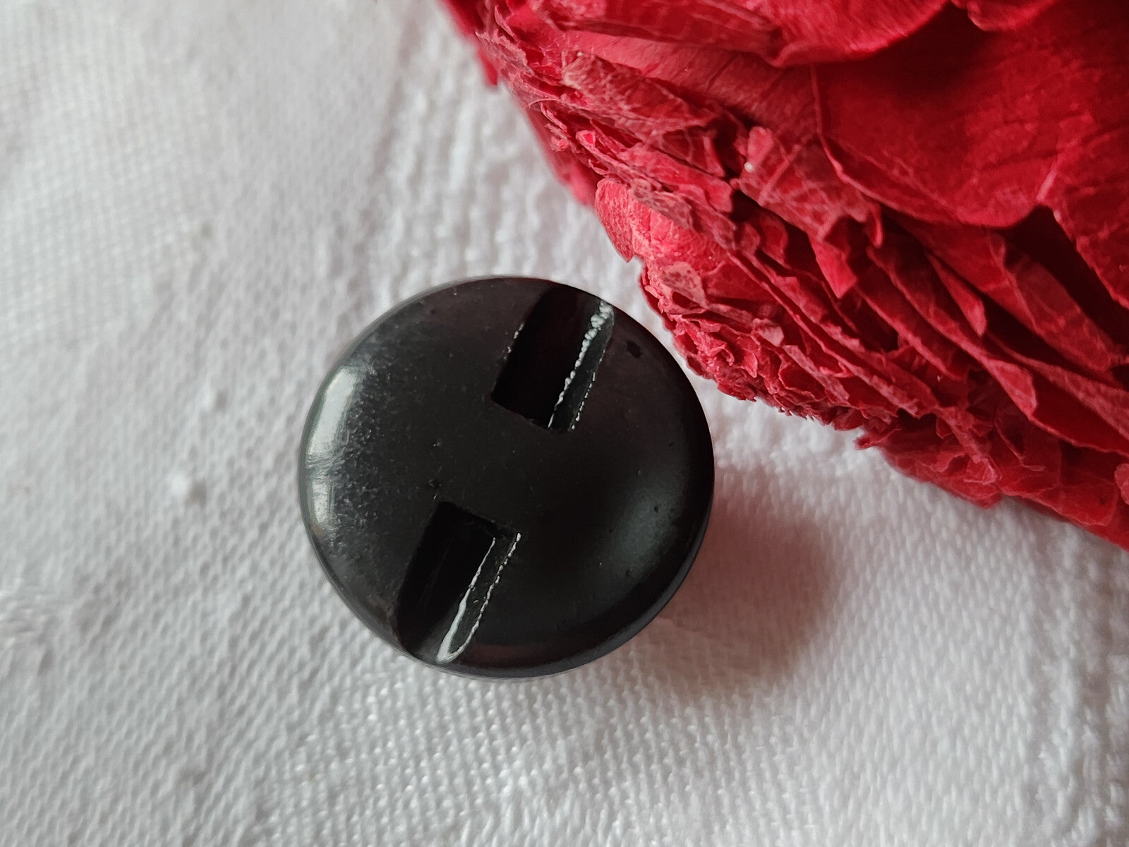 Collection bouton vintage résine perle gris pied 2,1 cm G10C