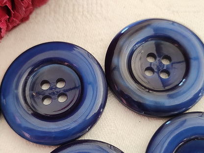 Lot 6 gros boutons vintage bleu  trous  3,3 cm manteaux ref 211