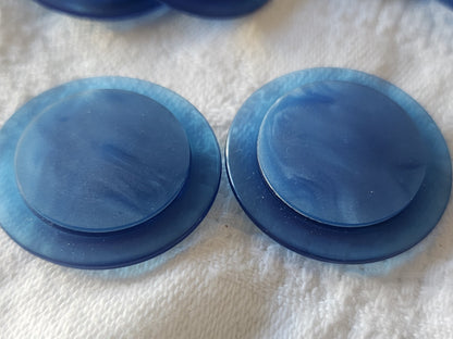 Lot 6 gros  boutons vintage bleu deux tons pied 2,8 cm ref 6161 ***