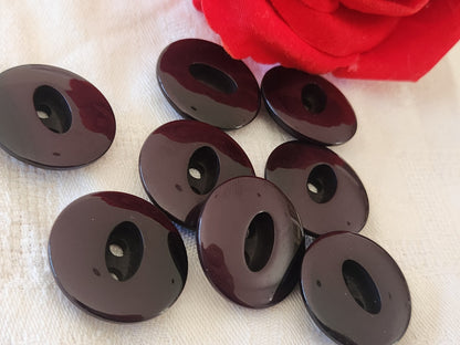 Lot 6 gros boutons vintage violet très foncé à trous 2,5 cm ref 6069