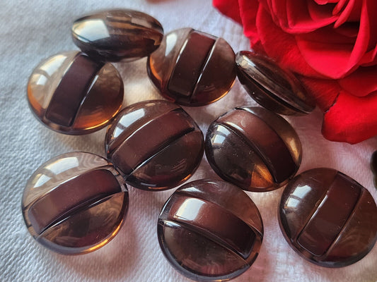 Lot 6 jolis boutons vintage marron  transparent pied 2 cm ref 1994