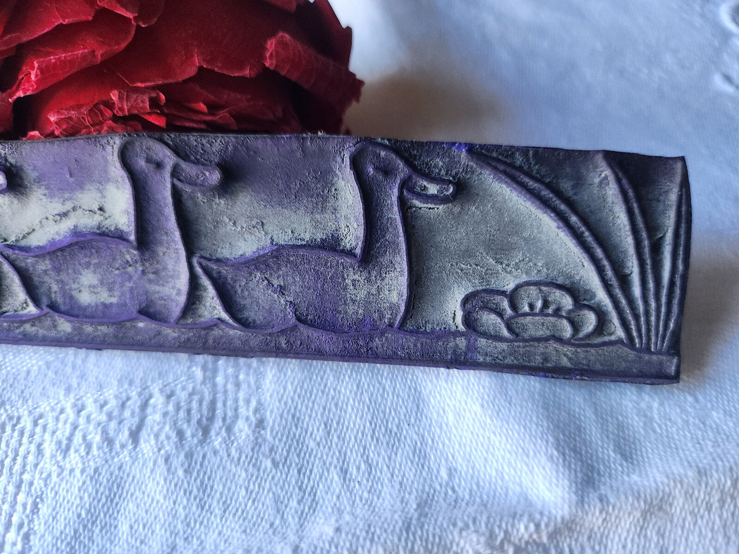 Tampon ancien sans support frise broderie collection canard n°33