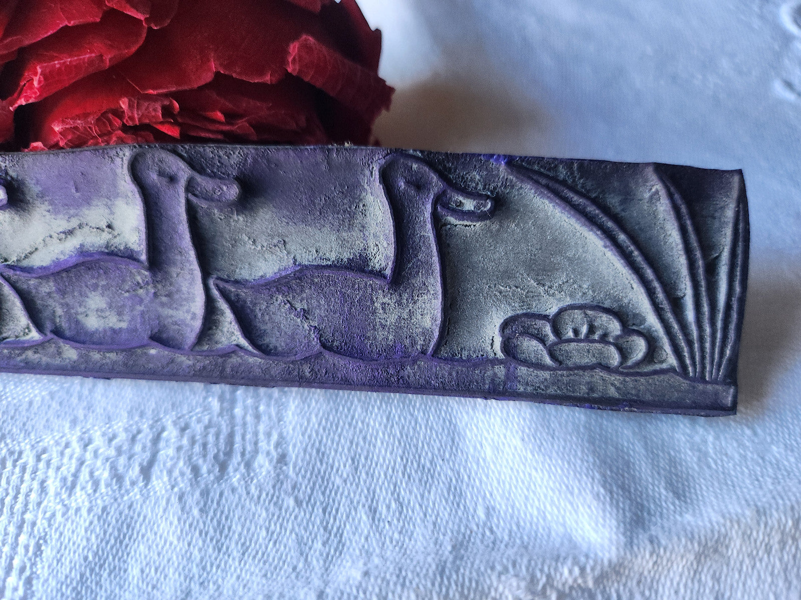 Tampon ancien sans support frise broderie collection canard n°33