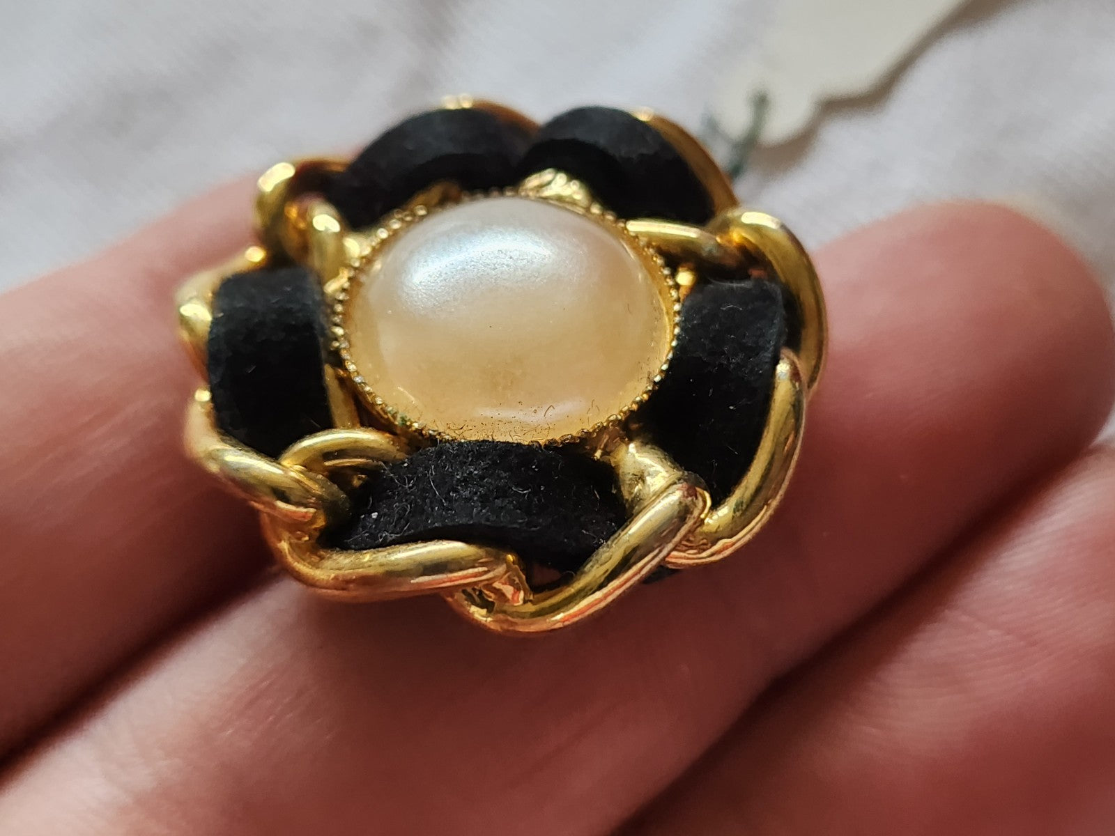 Collection boutonvintage en métal doré perlé ruban 2,9 cm D17H