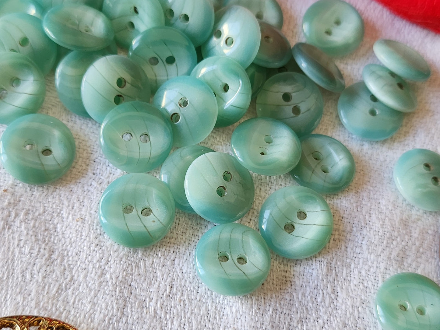 Lot 23 boutons vintage camaieu bleu trous 1,2 cm ref 697