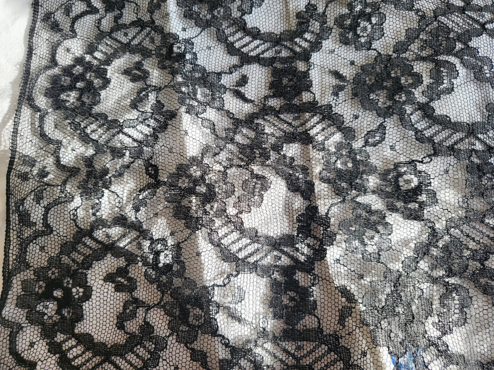 Dentelle vintage  noire jupon extra large jupon 4 mètres 80 /30 cm volant B4