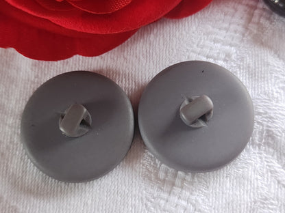Duo boutons vintage  à pied  gris texturé paillette diamètre 2,7 cm D18B