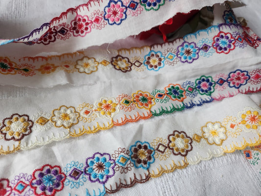 Galon vintage large feston multicolore arlequin 2 métres sur 3,1 cm A2