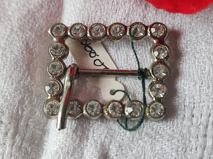 Boucle de ceinture ancienne vintage metal strass avec étiquette