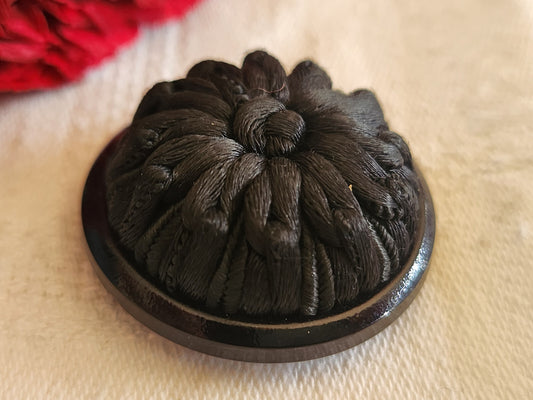 Haute couture gros bouton vintage noir passementerie 3,3 cm ref 131