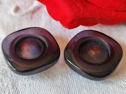 Collection  duo boutons vintage coeur en nacre bleu pied 2,2 cm G17J
