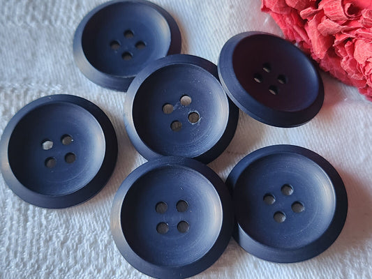 Lot 6 boutons vintage bleu mat à trous 2,7 cm gros ref 3545