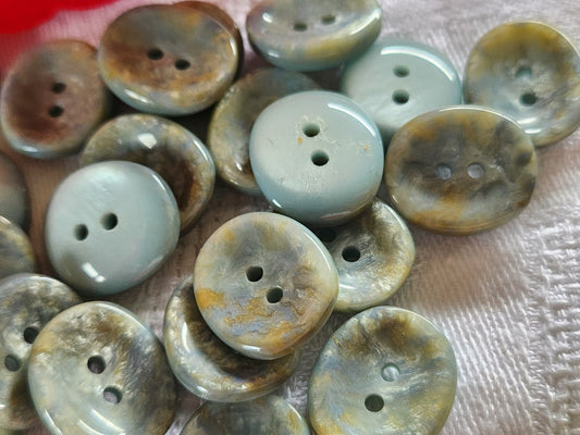 Lot 11 boutons vintage bleu moucheté ovale  1,7 sur 2 cm ref  2150