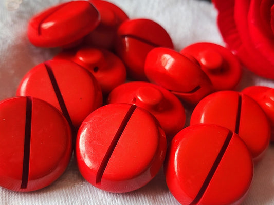 Lot 6 boutons vintage à pied rouge volumineux lourd 2,3 cm ref 3924 **