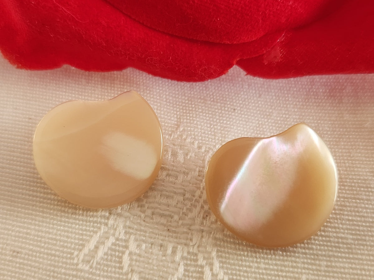 Duo boutons anciens en nacre forme originale 1,7 cm 17 mm D13b