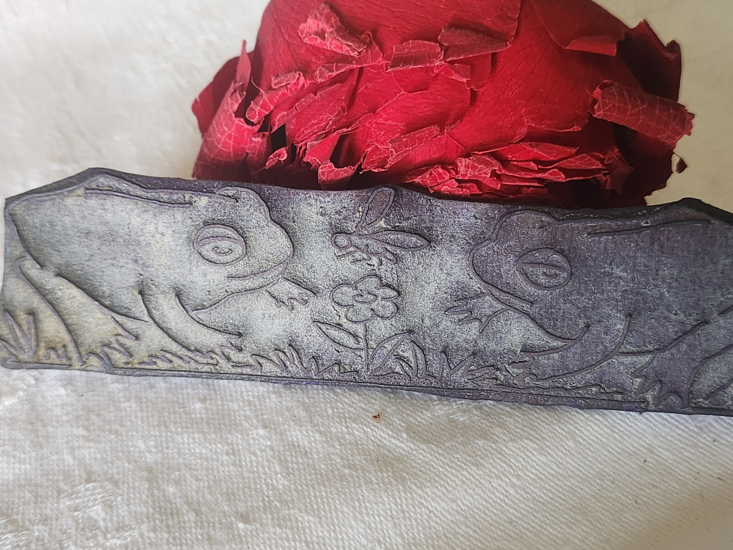 Tampon ancien sans support frise idéal broderie collection crapaud n°13