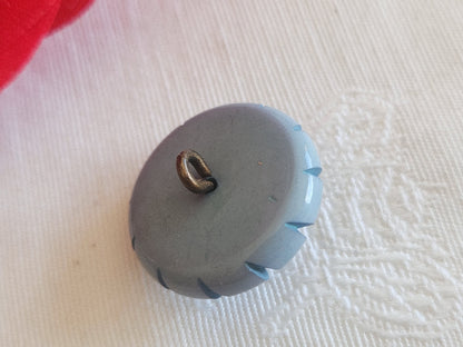 Bouton ancien collection bleu tendre dentelle emprisonnée 2,1 cm 21 mm G3S