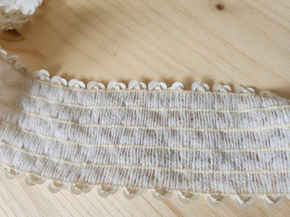 Ancien galon vintage sequin blanc légèrement élastique large récup 92 cm T9