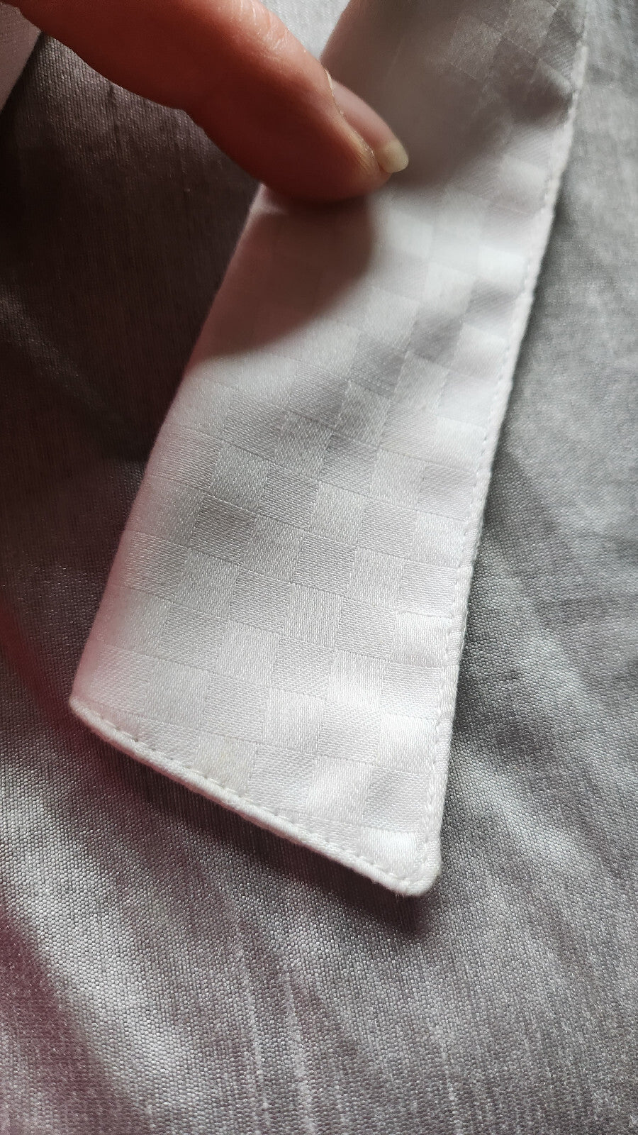 Joli col ancien chemise damassé blanc 38  vintage amovible  B1-22