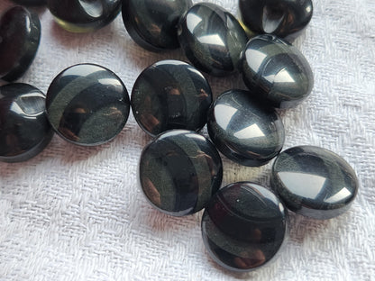 Lot 16 boutons vintage inclusion noir gris pied 1,3 cm ref 3309