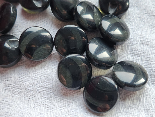 Lot 16 boutons vintage inclusion noir gris pied 1,3 cm ref 3309