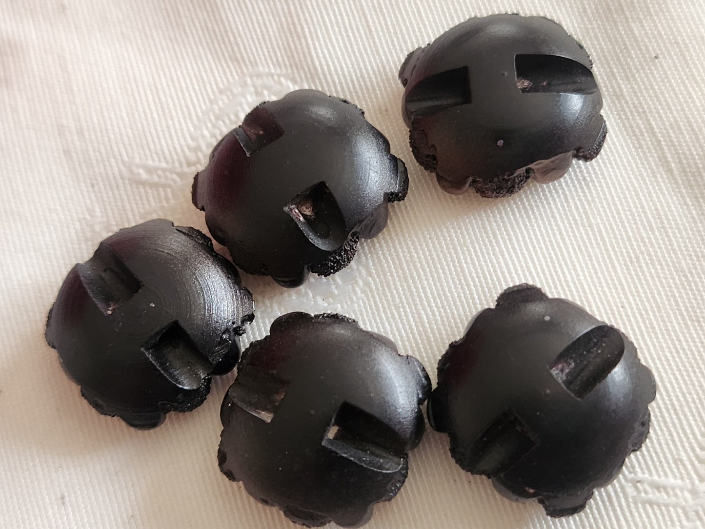 Lot 5 boutons vintage en résine carré marron pied 1,9 cm ou 19 mm ref 6350