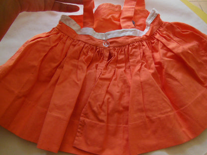 Petite robe ancienne enfant  poupée orange vintage champignon B4