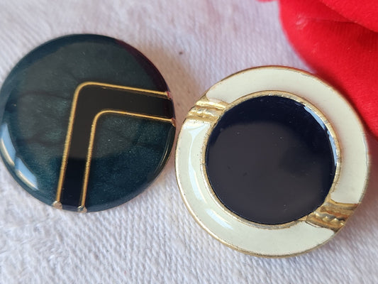 Duo boutons vintage en métal  2,3 cm et 2,4 cm D4B