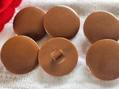 Lot 6 gros boutons vintage marron lisse pied lumineux 2,6 cm ref 2316