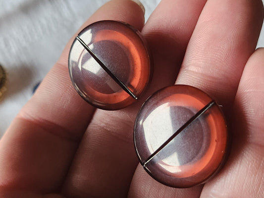 Lot 5 gros boutons vintage marron nacré épais travaillé 2,5 cm ref 2660