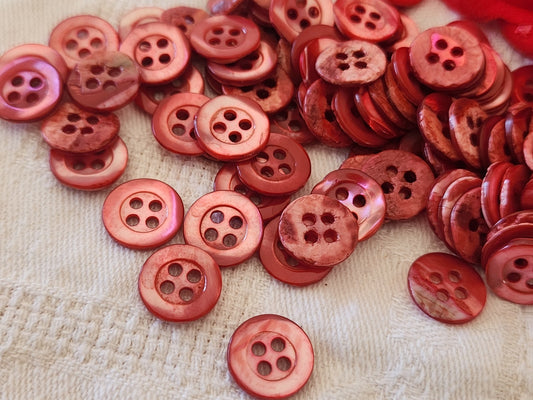 Lot 18 boutons vintage en nacre rose ancien 4 trous 1,1 cm  ref 6086 **