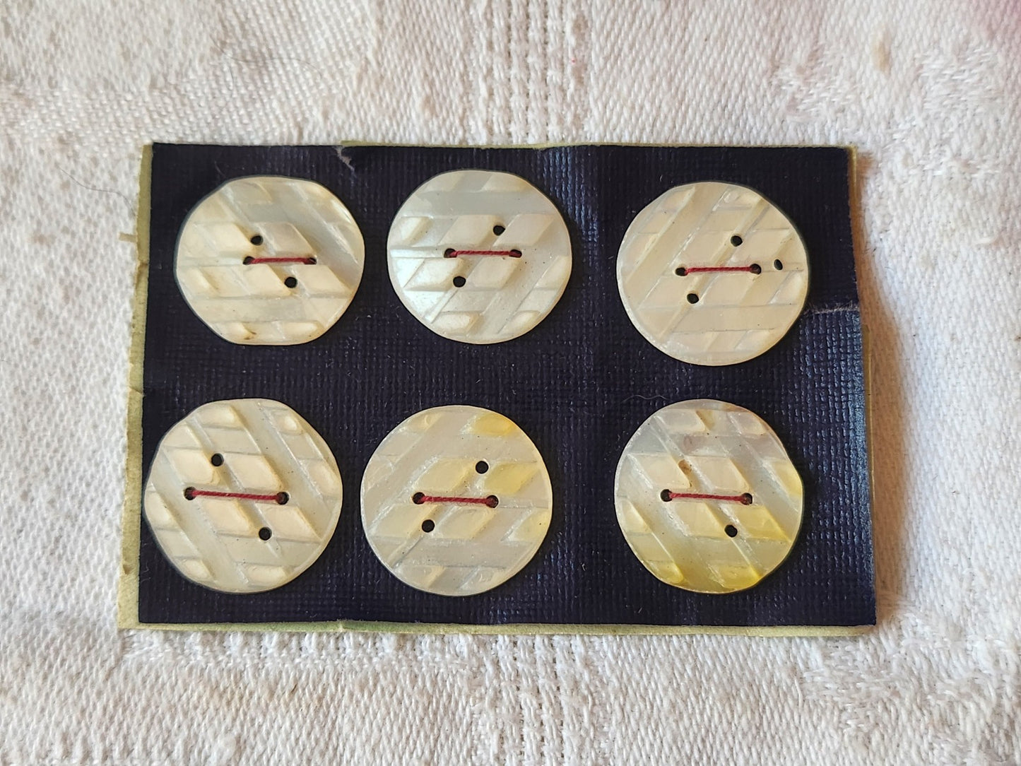 Rare petite plaque boutons anciens en nacre  1,7 cm  lot de 6 n°36