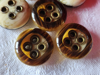 Lot 10 boutons vintage marron passant oeillet jolis beige 1,9 cm ref 1976