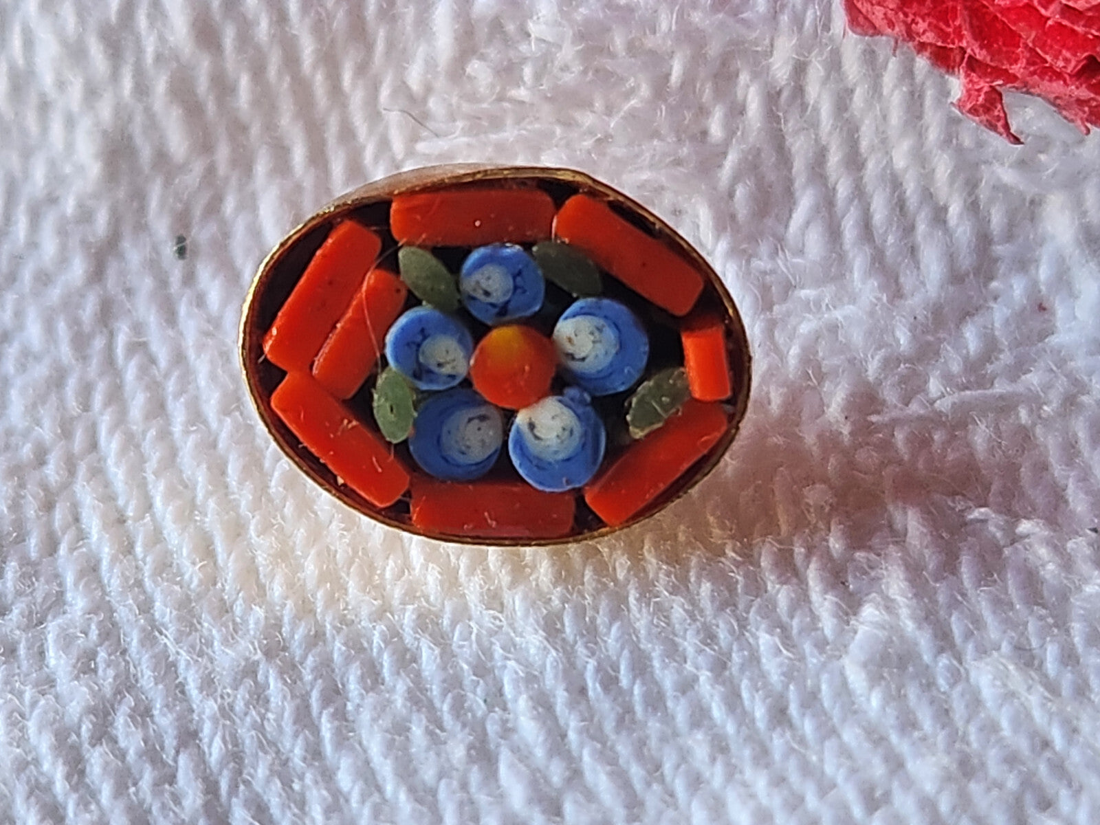 Collection bouton ancien micro mosaique  millefiori mini 0,7 sur 1 cm G7Q