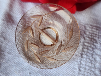 Gros bouton ancien lucite plexis épis de blé à pied  3,1 cm ref 2105