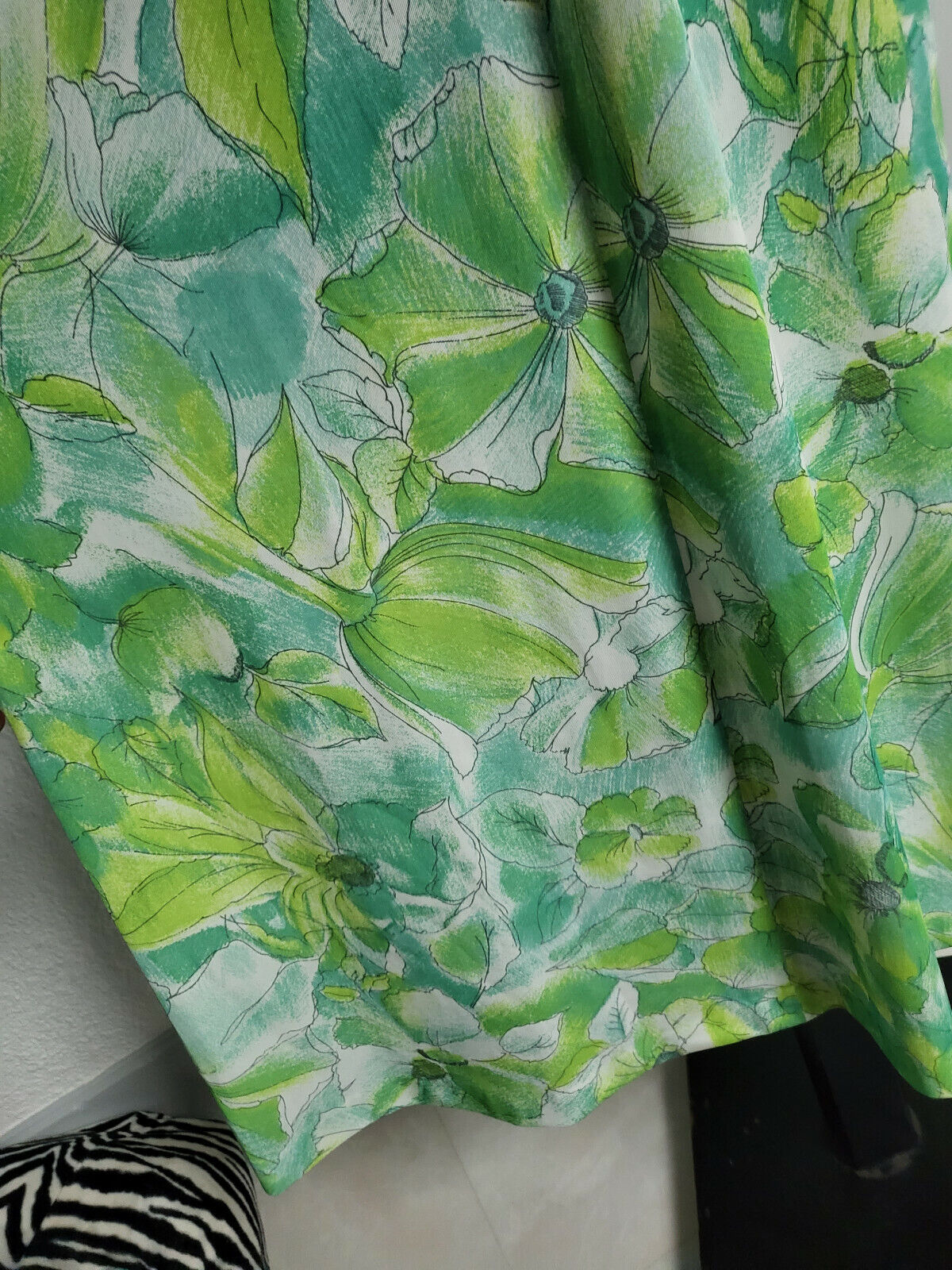 Pur vintage robe ancienne verte fluide légère longue "Dolores"  38/40 ? B5