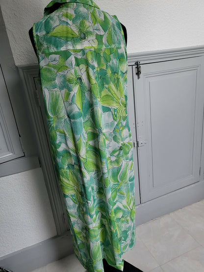 Pur vintage robe ancienne verte fluide légère longue Dolores" 38/40  ref portant